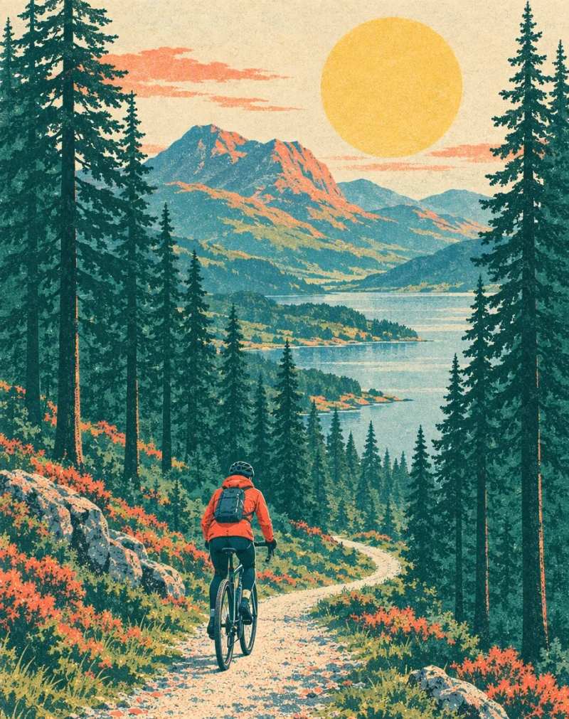 Native portrait risograph cyclist composition